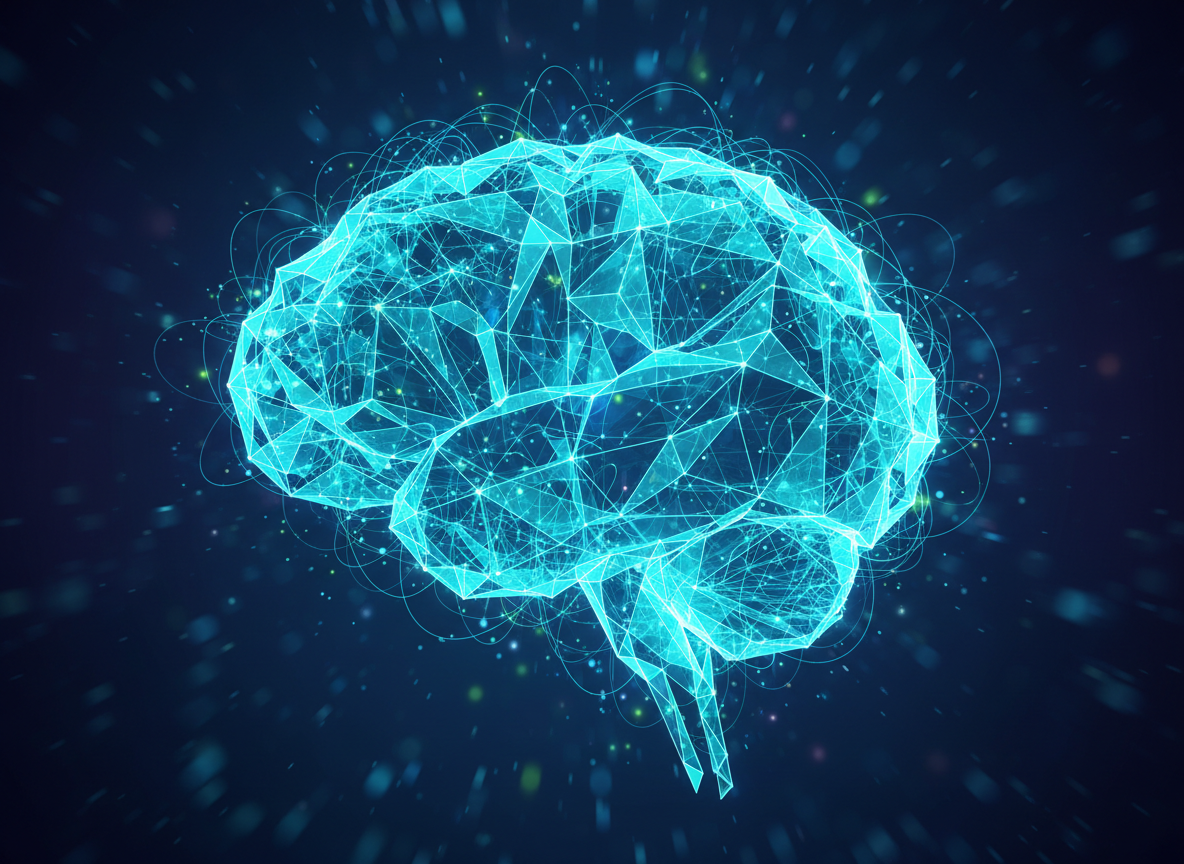 Abstract glowing neural memory network forming a luminous cyan-teal crystalline brain-like lattice with threads of light, Professional blog thumbnail, clean modern design, vibrant, cyan-teal tech theme, no text overlay, no watermark, no human faces, 16:9 editorial quality