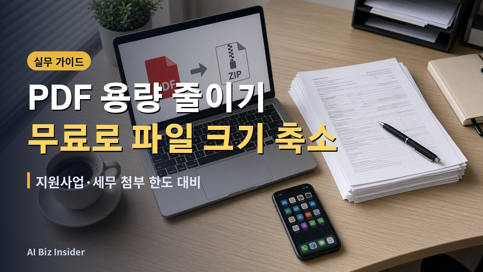 PDF 용량 줄이기, 무료로 파일 크기 줄이는 방법 — 실무 가이드 썸네일